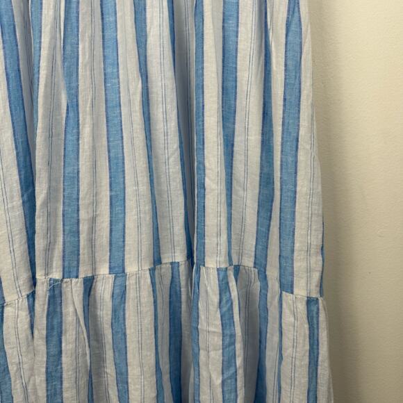 Rails Avril Tiered Midi Dress Gibson Stripe Size XL Blue White Linen Sundress - Picture 9 of 12